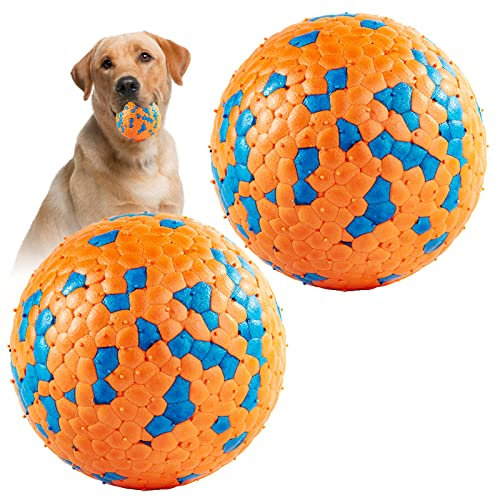 SUNNEKO 2 Stück Unzerstörbarer Hundeball, Tennisbälle Für Hunde, Die Aggressiv Kauen, Sicherer Für Das Maul, Für Große, Mittelgroße, Kleine Welpen, Training Fangen&Werfen, Orange