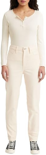 Levi's High Waisted Mom, Donna, White Smoke Corduroy, 27W / 27L