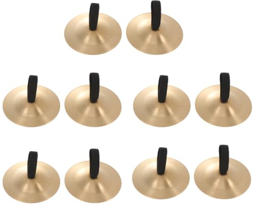Vaguelly Fingerzimbeln Kupferbecken Für Kinder 10Er Set Becken Musikinstrument Hand-Percussion Für Bauchtanz Musiklernen Rhythmustraining 5.50 X 5.50 X 0.50 cm