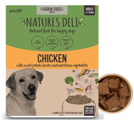 Natures Deli Adult Wet Dog Food Trays Chicken & Sweet Potato, 395g (7-Pack) | Nutritious Ingredients, Promotes Gut Health, Convenient Serving, Complete & Balanced Nutrition, Complete Meal