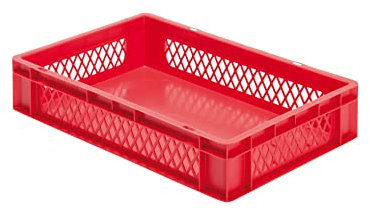 LA-KA-PE der ROLLENDE SHOP - Euro-Stapelbehälter 600x400x120 mm durchbrochen rot