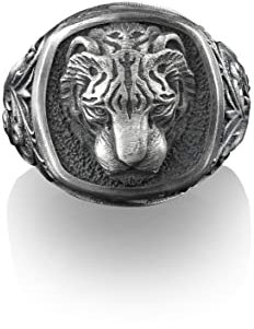 Bysilverstone Jewelry – Wilder Asiatischer Tiger, Quadratischer Siegelring, Ringe Für Den Kleinen Finger Für Frauen, Geschenk Für Tierliebhaber, Herrenringe Aus Sterlingsilber, Klobige Biker-Ringe, Kl