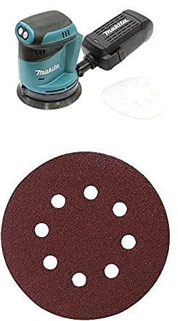 Makita DBO180Z Akku-Exzenterschleifer 18V (ohne Akku, ohne Ladegerät) + Schleifpap. Kl. 125mm K80