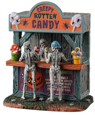 Lemax - Rotten Candy Stand | Eyeball Lutscher und vergiftete Süßigkeiten-Äpfel zum Verkauf, 12,9 x 9,9 x 7,3 cm, gruseliges Dorfdisplay