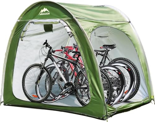 MAIZOA 82.6 x 65x 59 in Bike Storage Tent, Outdoor Portable Storage Shelter for 4-5 Bicycles, 210D Oxford Fabric PU4000 Waterproof, Suitable for Storing Bicycles, Motorcycles and Various Tools