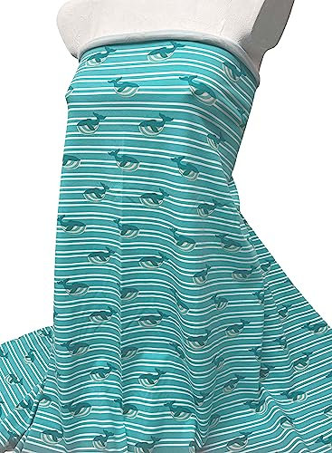 Landhuis Stoffe: Maritimer Baumwoll Jersey Wale, 19,50 €/m, petrol weiß