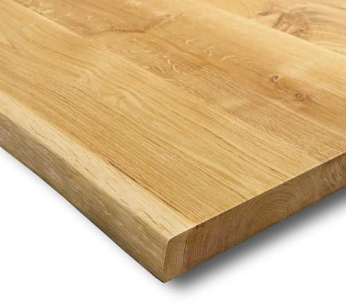 holz4home® Tischplatte mit Baumkante Massivholz Eiche I 120 x 70 x 4 cm LxBxH I Esstisch-Platte Schreibtischplatte I Echtholz