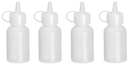 HENDI Mini-Spenderflasche, 4 Stück, 50ml, Polyethylen, Transparent | Easy Squeeze, für Saucen, Squeeze Flasche, Quetschflasche, Dosierflasche, Soßenflasche, ø35x(H)100mm