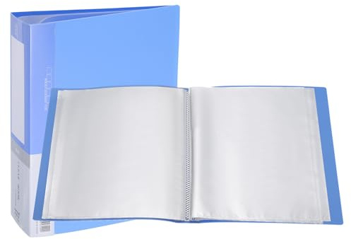 PATIKIL Cartella Raccoglitore Portfolio, 29,5 x 21 cm, 100 Pagine Libro di Presentazione con Buste Protettive in Foglio di Plastica Trasparente per Grafica Documenti, Blu Chiaro