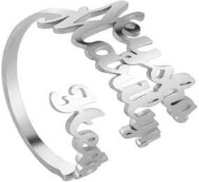 kkjoy Personalisierte Name Ring Edelstahl Customize Namen Versprechen Ring Einstellbare Paar Ring Familie Ringe Engagement Hochzeit Schmuck für Frauen Männer