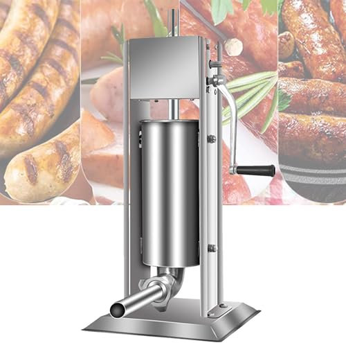 guoyjmm 7Lb/3L Sausage Stuffers，304 Stainless Steel Sausage Maker Adjustable, 2 Speeds, 4 Filling Tubes,Heavy Duty Vertical Stuffer Sausage Filler,Home & Commercial