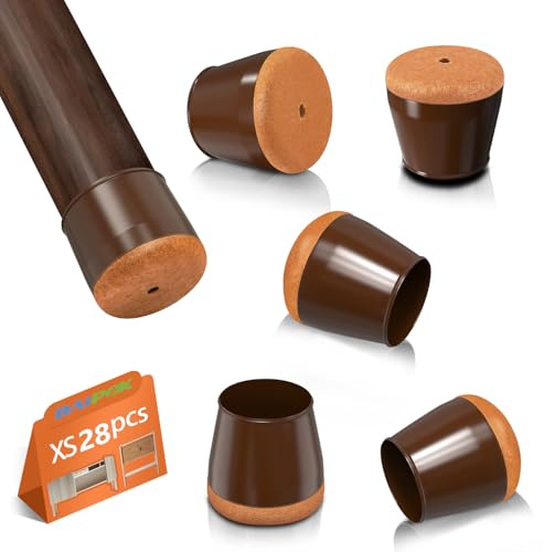Feltrini per Sedie Rotondi, 28 Pezzi Gommini per Sedie, Tappi per le Gambe Delle Sedie per Pavimenti in Legno, Protezione Antigraffio, Elastiche(Fit:15-22mm)