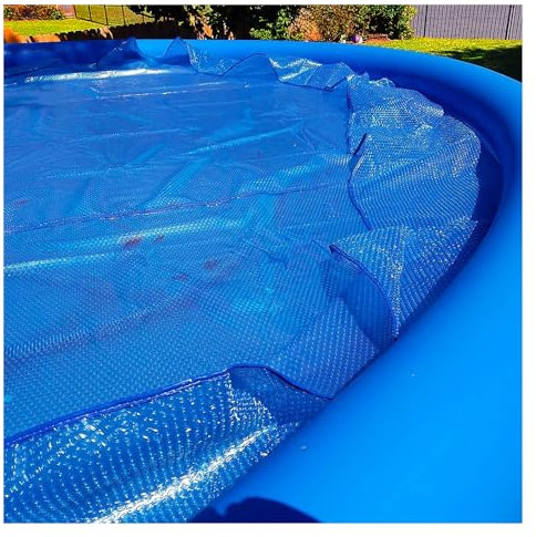 Inflatable Above Ground Swimming Pool Solar Dome Cover Outdoor Tent 10 9 8 7 6 5 4 3 2 1m Round Solar Heat Retain Blanket with Wrapping Edge & Grommets DIY Cuting Blue Bubble Warmer Film(5