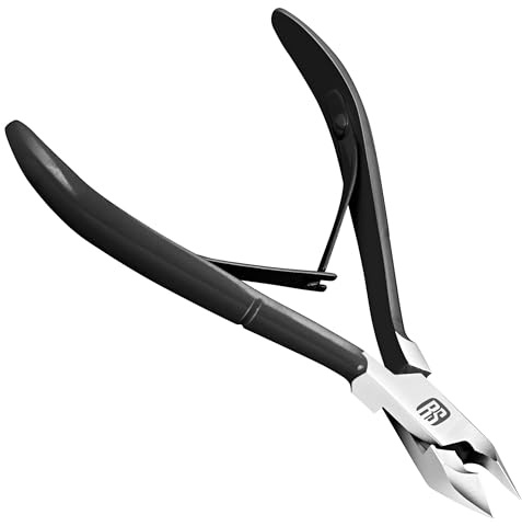 RS -Stainless Steel Silver Cuticle Cutter and Pusher, Nail Tool for Manicure and Pedicure, Ideal for Removing Dead Skin and Pushing Back Cuticles for a Neat Finish. (1, Black)
