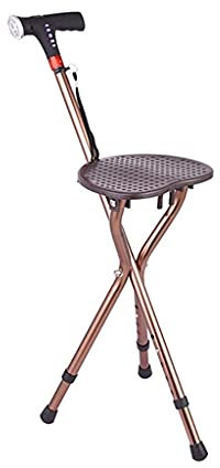 Gehstock-Krücke, dreibeiniger Klapphocker mit Beleuchtung, Alarmstuhl, Gehstock-Hocker aus Aluminium, höhenverstellbar, Gehhilfe für ältere Menschen, Krücke-11.19, bequemes Jubiläum powerfully