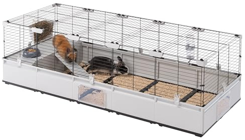 Ferplast Kaninchenkäfig, Hasenkäfig, Meerschweinchenkäfig, MODULAR 4, Modularer, erweiterbare, käfig groß, mit Zubehör, Viel Platz, 179 x 72 x h 56 cm