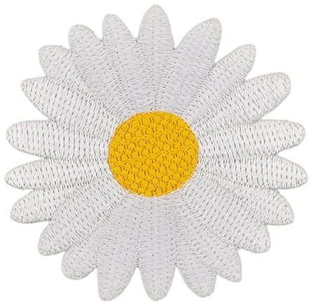 Gänseblümchen Blume Blüte Weiß Aufnäher zum aufbügeln oder aufnähen Bügelbild Aufbügler für Kleidung gestickter Bügelpatch Applikation Patch Größe 6,0 x 6,0 cm