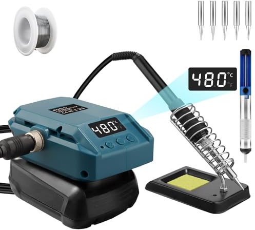 Stazione di saldatura a batteria per Bosch 18 V PBA casa e giardino, batteria da 60 W, con display LCD elettrico, stazione di saldatura, riscaldamento rapido per fai da te, riparazione domestica, con
