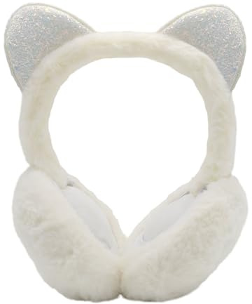IHCEMIH Ear Muffs Women Girls Earmuffs Winter Accessories Fluffy Plush Adjustable Adults Outdoor Thermal Ear Warmer Skiing Running Cat Ears Covers Protector from Wind Cold Gift for Girls Ladies