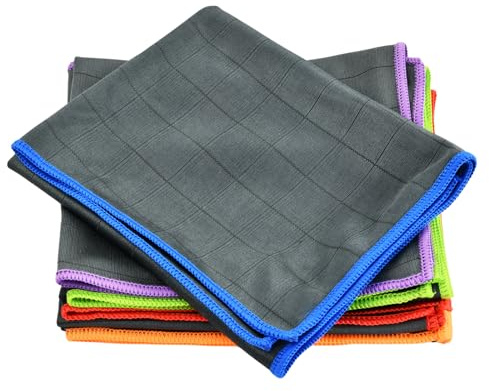 Juego de 4 paños de microfibra para coche, paños de microfibra, paños de carbono, paños para ventanas de coche, sin pelusas ni rayas, extremadamente absorbentes, para limpieza del hogar y lavado de