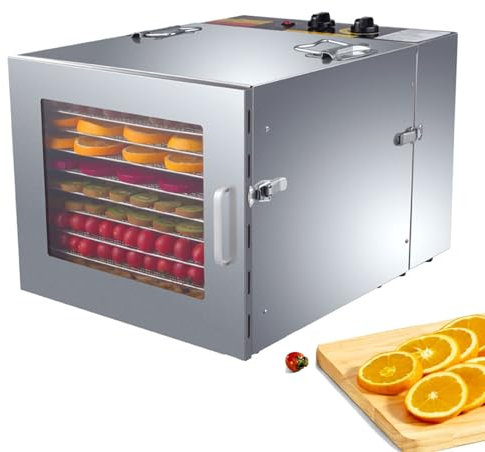 Machine Commerciale, déshydrateur Alimentaire, séchoir Alimentaire pour légumes, Herbes et viandes, déshydrateur de Fruits secs 600 W avec 10 Plateaux à Grille métallique, Four à v