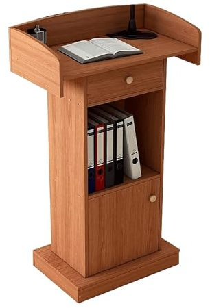 Rednerpult Moderne Podien Holz mit geräumigen Schubladen Rednerpulte 48,8 Zoll Höhe Boden Rednerpult Rezeption Pulte für Kirchen Rednerpultständer hat viele Verwendungsmöglichkeiten
