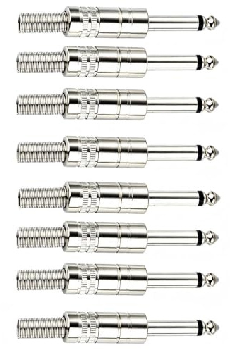 VISSQH 8 stück 6,35 mm Löten Audio Stecker 1/4 zoll TS mono stecker,6,35mm männlicher schweißen jack verbinder 6,35mm stecker adapter mit Frühling für lautsprecher,gitarren,mikrofonkabel
