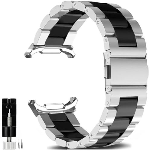 Kompatibel SAMSUNG Galaxy Watch 9 8 40mm 44mm/ 8 Classic 46mm Armband 2025, Galaxy Watch 8 Classic Metall Frauen Männer,Metallarmband Edelstahl Silber/Schwarz