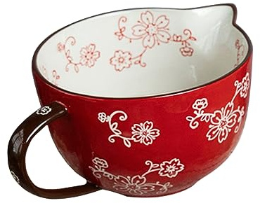 LABRIMP Ceramic Mixing Egg Bowl for Home Cooking with Stylish Bright Red Design, Easy to Clean and Carry, Kitchen Food Bowl for Breakfast and Everyday Use