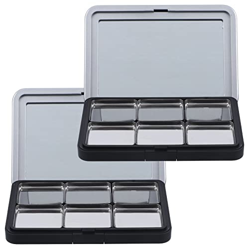 DEARMAMY 2 palette magnetiche vuote per il trucco, 6 vaschette fai da te per ombretti, fard, evidenziatori (10 x 7 cm)