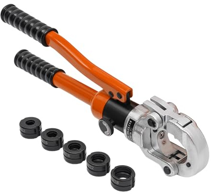 8T - Pinza crimpatrice idraulica, 12-28 mm², pinza per capicorda idraulica, per capicorda elettrici, 5 paia di matrici