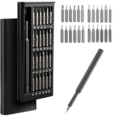 Mini Schraubendreher Set Magnetisch Feinmechaniker Werkzeug Set mit Torx, Schlitz,Pentalob,Sechskant usw 25 IN 1 Reparatur Screwdriver Set Uhrmacherwerkzeug für Brille, Uhren, Computer, PC