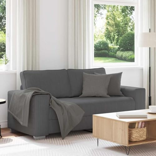 YuuSsea Tvåsitsig soffa mörkgrå 140 cm, manchestertyg, stoppning, bekväm relaxsoffa för vardagsrum, sovrum, robust plywoodram