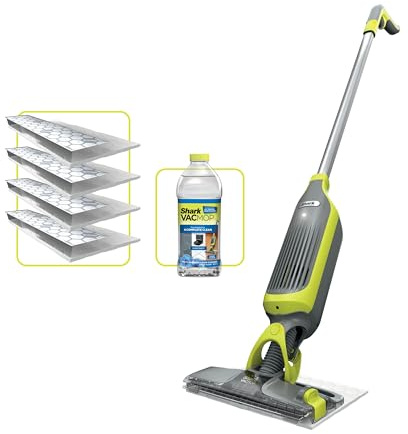 Shark VacMop Elektrischer Wischmopp mit Saugfunktion, Anthrazitgrau | 2-in-1 Sprühwischer und Sauger mit Einwegpads, mit Starterset inkl. 4 Pads & 1x 340ml Reinigungsmittel, VM200EU