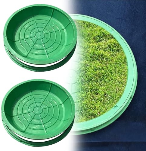 rotondi coperchio telaio Coperchio Per Tombino Fognario A Filo, Coperchio Rotondo Robusto Per Fossa Settica, Coperchio Decorativo Per Cisterna Fognaria Da Cortile(2 PCS,Dia 50cm)