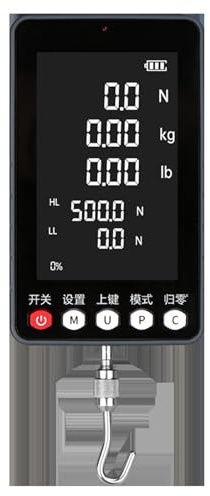 Misuratore di forza digitale, tester push-pull ad alta precisione, schermo extra-large, display multi-unità, 100N/200N/300N/500N, include 5 sonde per test