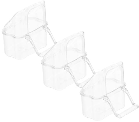 ERINGOGO Set 3 Pezzi Porta-Cibo per Uccelli Base Acrilico Trasparente Ciotola Pappagallo Anti-Schizzi Staccabile Contenitore Alimenti Gabbia per Uccelli Domestici Facile da Pulire