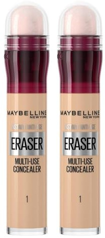 Maybelline DOUBLE Concealer Instant Anti Age Eraser Eye Concealer, Dark Circles And Blemish Concealer, Ultra Blendable Formula 01 Light