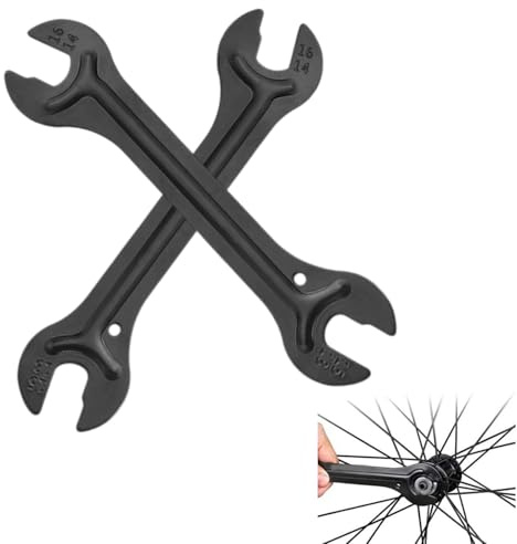 COAFTUG 2 Stücke Fahrrad Konusschlüssel 13/14/15/16mm Nabenschlüssel Fahrrad Kohlenstoffstahl Kegel Fahrradkonusschlüssel Bike Hub Cone Wrench für Fahrrad Nabe Reparatur (Schwarz)