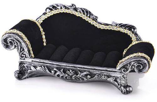 AwnsIMfreien Puppenhausmöbel, Puppenhauscouch, 1:12 schwarzes viktorianisches Sofa, Wohndekoration, Ornament, L, Sofa