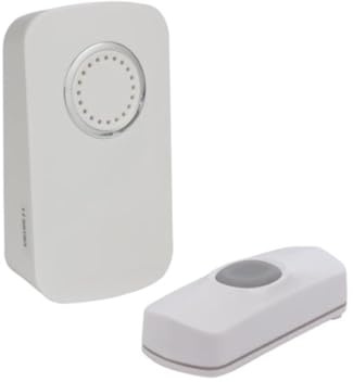 Perel Funkklingel-Set, mit 1 x Empfänger / 1 x batteriebetriebenem Taster, IP44 wasserdicht, 32 Melodien, 150 m Reichweite, weiß