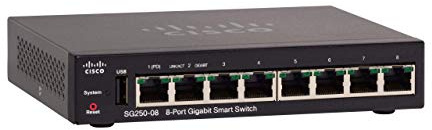 Commutateur Intelligent Cisco SG250-08 avec 8 Ports Gigabit Ethernet (GbE) et 8 Ports Gigabit Ethernet RJ45, Protection à Vie limitée (SF250-08-K9-EU)