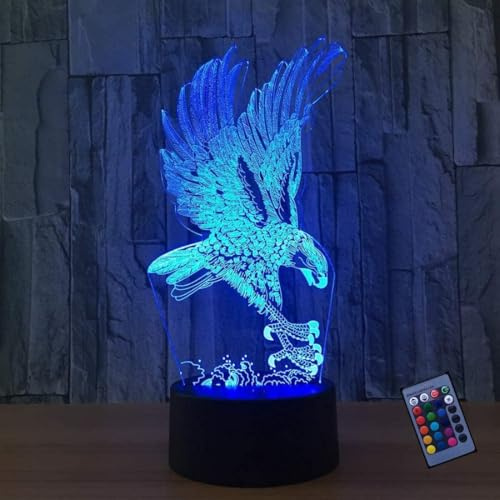 Optische Täuschung 3D Adler Nacht Licht 16 Farben Andern Sich Fernbedienung USB-Strom Touch Schalter Dekor Lampe LED Lampe Tisch Kinder Brithday weihnachten Geschenk