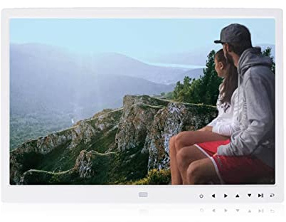 Digitaler Bilderrahmen, 38,1 cm (15 Zoll), hohe Auflösung, 1280 x 800, für Foto/Musik/Video HD/Kalender/mehrsprachig, mit Fernbedienung (weiß)