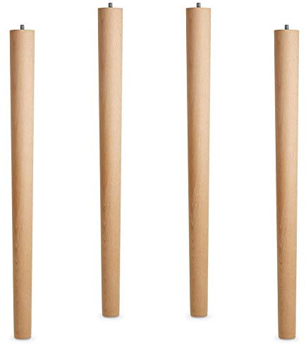4er Set Tischbeine Buche roh H 710 mm/Ø 60/40 mm mit Gewindestift M10 Ideal für Küchen & ESS-Tische/Tischfüße Holz Möbelfüße von SO-TECH®