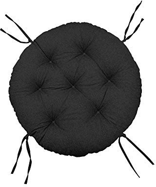 chilly pilley Papasansessel Rundkissen RundRattansessel Auflage Sesselkissen Gartenkissen Sitzkissen Garten Kissen Gesteppt mit Schlaufen (100cm, Schwarz)