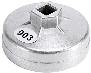 Aramox Llave de filtro de aceite de aluminio de 14 hojas de 74 mm herramienta de extracción de vasos de ranura 903 plateada, adecuada para
