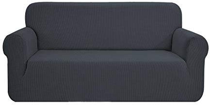 SAMSTEX Stylish Sofa Cover Stretch 1-Piece Sofa Slipcovers High Stretch Sofa Covers 3 Seater Thick Soft Sofa Protector Machine Washable Non Slip Couch Covers (3 Seater, Grey)