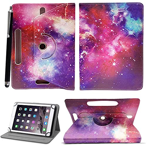 Universal-Schutzhülle für Tablets mit 25,4 cm (10 Zoll), hochwertiges PU-Leder, 360 Grad drehbar, Standfunktion, inkl. Eingabestift