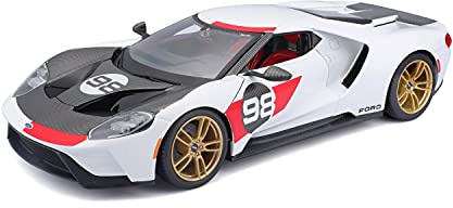 Maisto – Ford GT 2021 Heritage Weiß, Diecast-Modellauto im Maßstab 1:18, detailgetreue Nachbildung mit zu öffnenden Teilen, offiziell von Ford lizenziert, Nicht geeignet für Kinder unter 36 Monaten